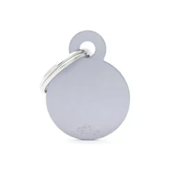 Médaille basic petit cercle pour chien en aluminium gris