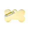 Médaille basic petit os pour chien en laiton doré