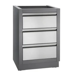 Meuble 2 tiroirs pour plancha coloris gris Napoleon