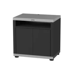 Meuble cuisson avec tablette coloris noir en acier électrozingué Le Marquier - 80 x 55 x 79 cm