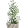 Mini sapin effet givre en cache-pot effet velours côtelé – Ø 10 cm