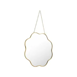 Miroir forme fleur en verre cerclé de métal doré moyen modèle - 26 x 40 cm