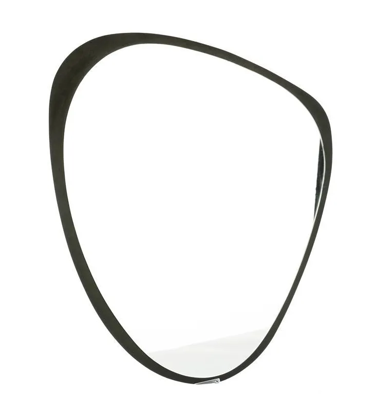 Miroir ovale coloris noir en bois - 63 x 52 cm