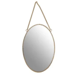 Miroir ovale en métal or à suspendre Perla - 23 x 16 cm