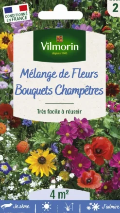 Mélange de fleurs Bouquets Champêtres Vilmorin - graines à semer pour 4 m² de surface