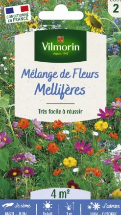 Mélange de fleurs mellifères Vilmorin - graines à semer pour 4 m² de surface