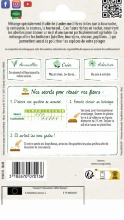 Mélange de fleurs mellifères Vilmorin - graines à semer pour 4 m² de surface