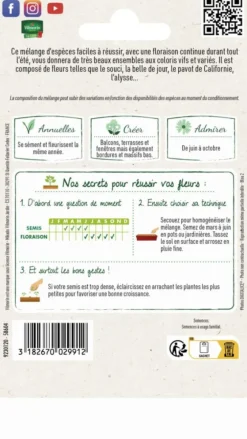 Mélange de fleurs pour balcon Vilmorin - graines à semer pour 4 m² de surface