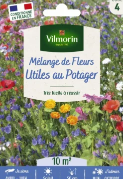 Mélange de fleurs utiles au potager Vilmorin - graines à semer pour 10 m² de surface