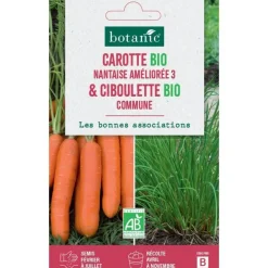 Mélange de graines carotte nantaise amelioree bioet de ciboulette commune bio botanic® - graines à semer