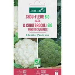 Mélange de graines chou-fleur igloo bio et de chou brocoli ramoso calabrese bio botanic® - graines à semer