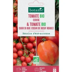 Mélange de graines de tomate cerise bio et de tomate cuor di bue bio botanic® - graines à semer