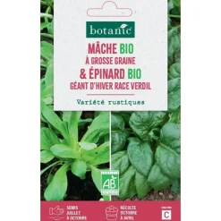 Mélange de graines mâche à grosses graines bio et d'épinard géant verdil bio botanic® - graines à semer