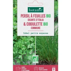 Mélange de graines persil à feuille gigante italia bio et de ciboulette commune bio botanic® - graines à semer
