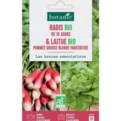 Mélange de graines radis de dix-huit jours bio et de laitue pomme grosse blonde bio botanic® - graines à semer