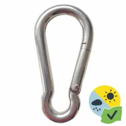 Mousqueton pour hamac, voile d'ombrage ou cordage Ø8mm coloris gris en inox Gard&Rock - 8x4x0.8cm