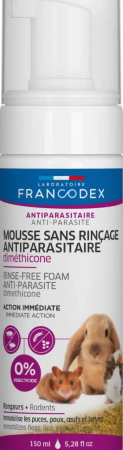Mousse sans rinçage antiparasitaire pour rongeur Francodex - 150 ml