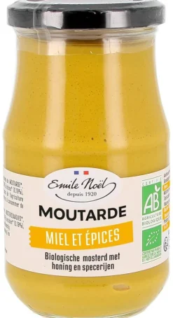 Moutarde au miel et aux épices bio en pot de 200 g