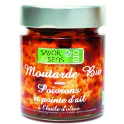 Moutarde bio aux poivrons avec une pointe d'ail 130 g