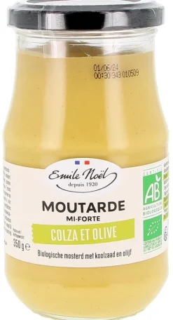 Moutarde mi forte colza et olives bio en pot de 190 g