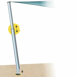 Mât pour voile d'ombrage téléscopique coloris gris en aluminium Gard&Rock - Ø 10 cm