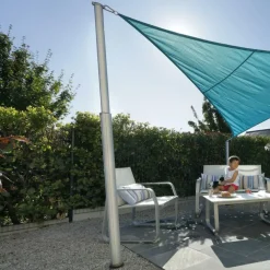 Mât pour voile d'ombrage téléscopique coloris gris en aluminium Gard&Rock - Ø 10 cm