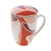 Mug avec filtre en grès coloré rouge et rose Elena - Ø 9 x H 13 cm