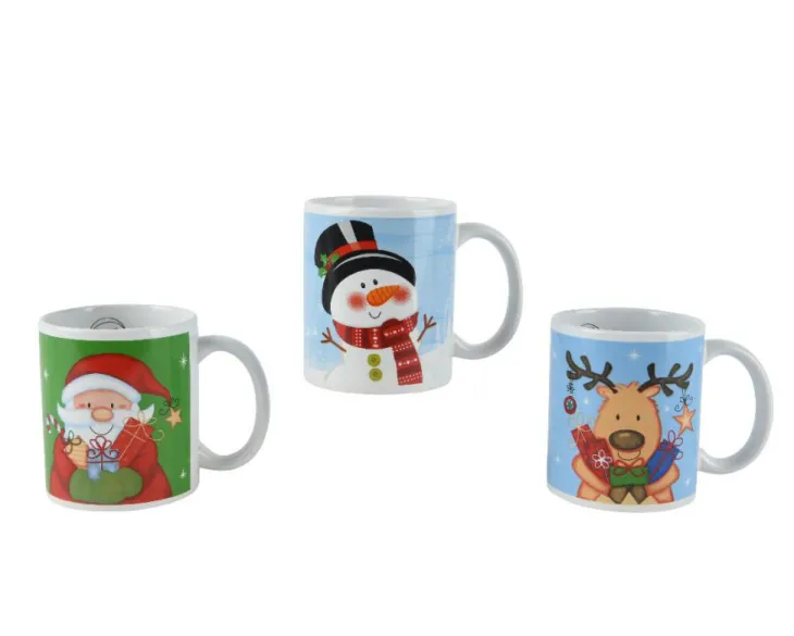 Mug coloré en grès avec personnage Joyeux Noël - Ø 8 x H 9,5 cm
