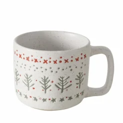 Mug crème en céramique à motifs rouges et verts Nohr - Ø 9,6 x 8,6 cm