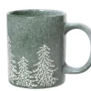 Mug décor sapin coloris vert en grès - 8 x 12 x 9,5 cm