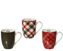 Mug en porcelaine colorée à motifs écossais - Ø 8 x H 10 cm