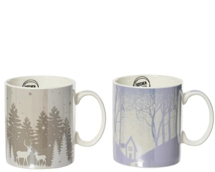 Mug en porcelaine colorée motif Forêt - Ø 8,7 x H 10 cm