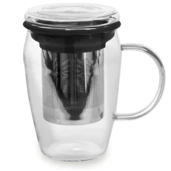Mug infuseur en verre tisanière noir 43 cl