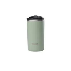 Mug isotherme en inox recyclé coloris vert tilleul Qwetch Matt Travel - 350 ml