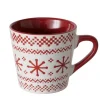 Mug rouge et blanc en grès cérame Snowflaky - Ø 8 x 7,5 cm