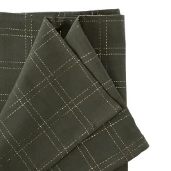 Nappe à carreaux en coton vert sapin et fils dorés - 250 x 150 cm