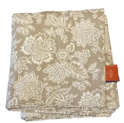 Nappe coloris lin naturel à motifs blancs en PE/coton Jacobean - 150 x 250 cm