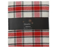 Nappe rouge et blanche en coton à motifs tartan - 180 x 140 cm