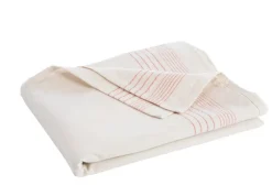 Nappe unie bordure ligne coloris beige en coton - 150 x 250 cm