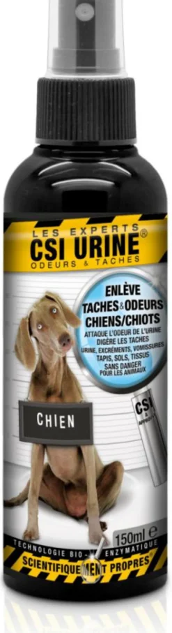 Nettoyant enzymatique urine pour chiot et chien enlève taches et odeurs CSI Urine - spray de 150 ml