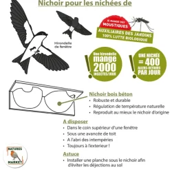 Nichoir pour hirondelles de fenêtre en béton de bois coloris marron Natures Market Santa Cruz – 38 x 16 x 11 cm