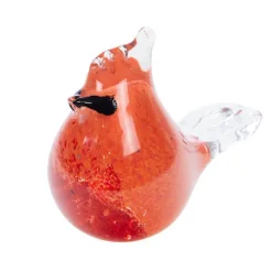 Oiseau sulfure en verre rouge Oiseau à crête - 12 x 6 x 9 cm