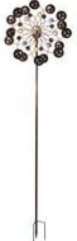 Éolienne solaire lumineuse en métal effet rustique sur pique Smart Garden Venti - Ø 38 x 130 cm