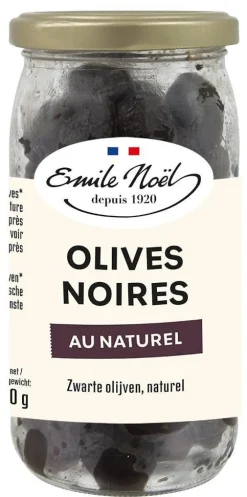 Olives noires au naturel bio gros calibre en bocal de 250 g