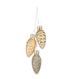 Ornement pomme de pin coloris or - Ø 3 cm