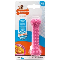 Os de dentition Nylabone pour chiot saveur poulet taille XS rose