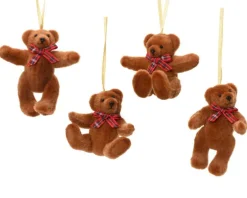 Ours brun en polystyrène flocké à suspendre - 8 x 4,5 x 9 cm