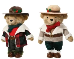 Ours en peluche debout avec chapeau - 14 x 18 x 31 cm