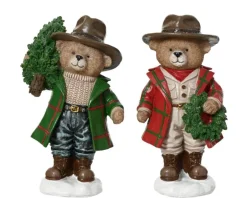 Ours en résine debout avec sapin ou couronne - 6,5 x 8 x 14,5 cm