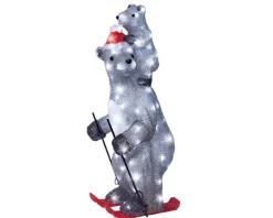 Ours gris lumineux en acrylique à 100 LED blanc froid pour extérieur - 69 cm